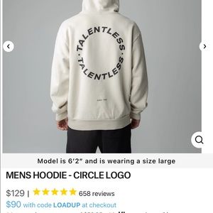 Talentless mens circle logo hoodie in bone size medium